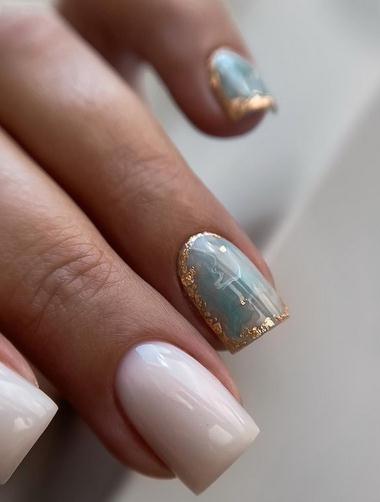fingers, nails with metallic-nail foil