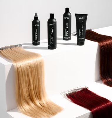 different colored hair extensions, different hair products