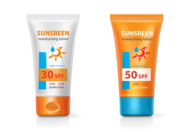 Sunblock lotion cream packages