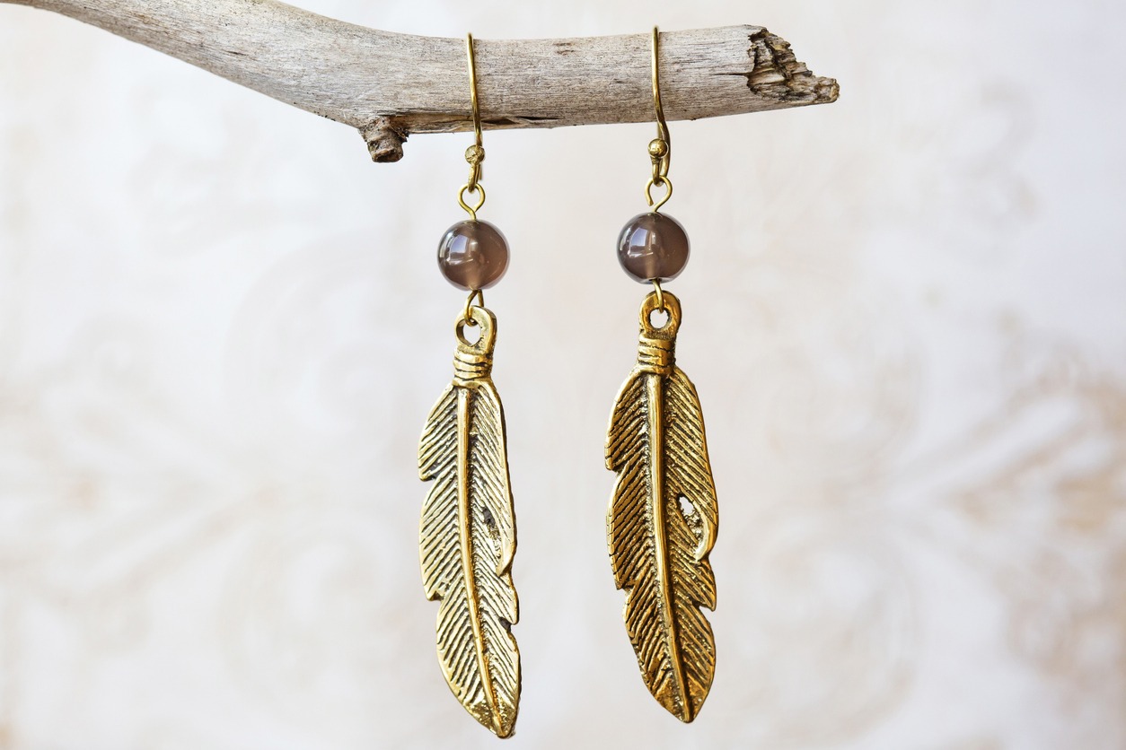 earrings hanging on a twig