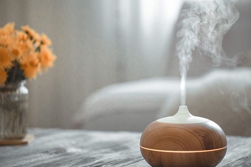 humidifier on a table in the living room