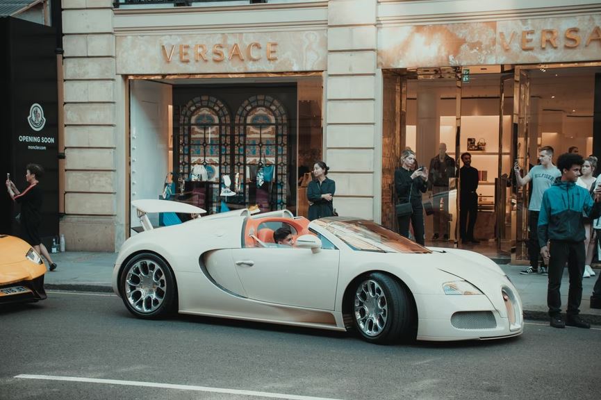 outside a Versace store