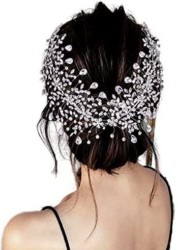 2 Pieces Wedding Headband Bridal Hair Pieces Silver Rhinestone Hair Side Comb 