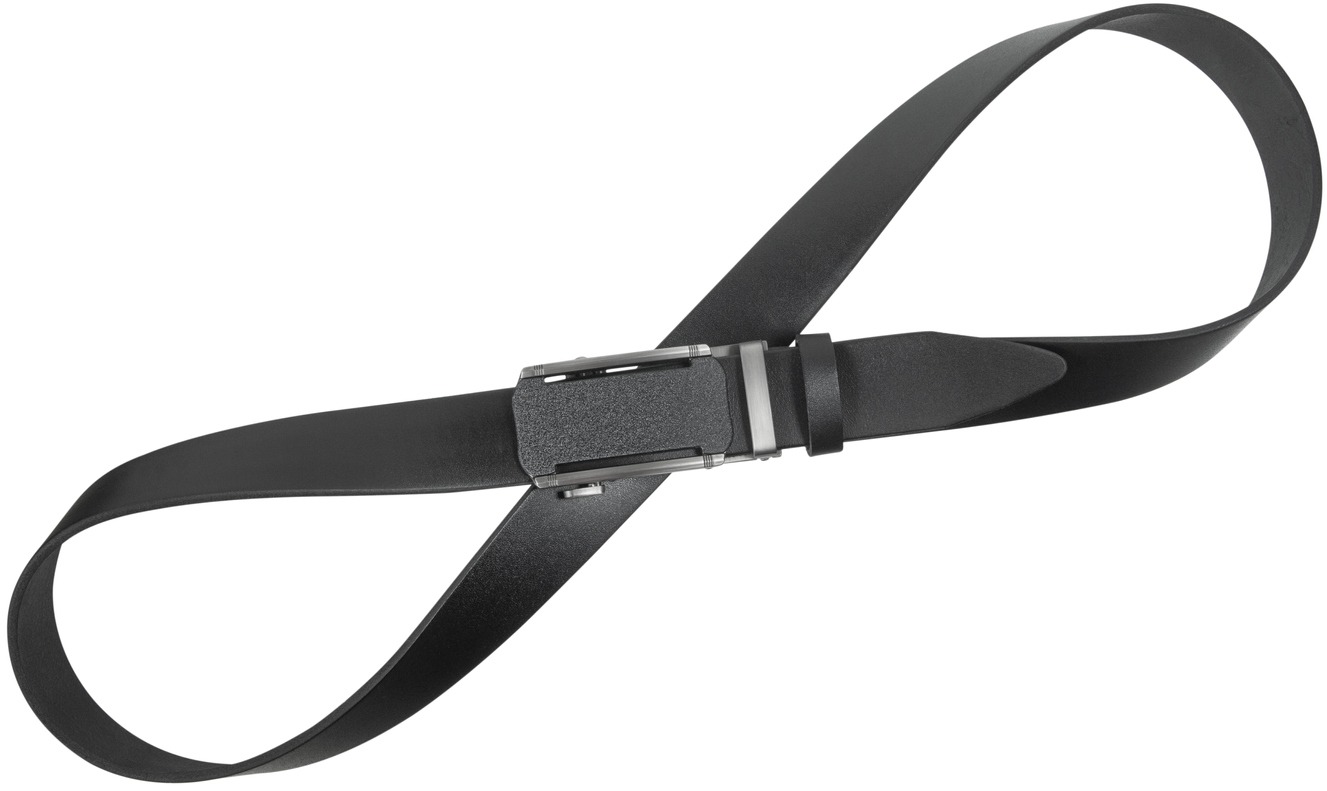 A black leather slide belt