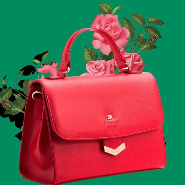 A red Gunas handbag