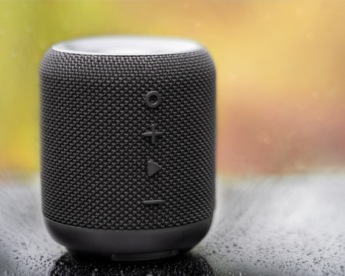 Amazing wireless Bluetooth portable speaker for music lovers on a dark background.