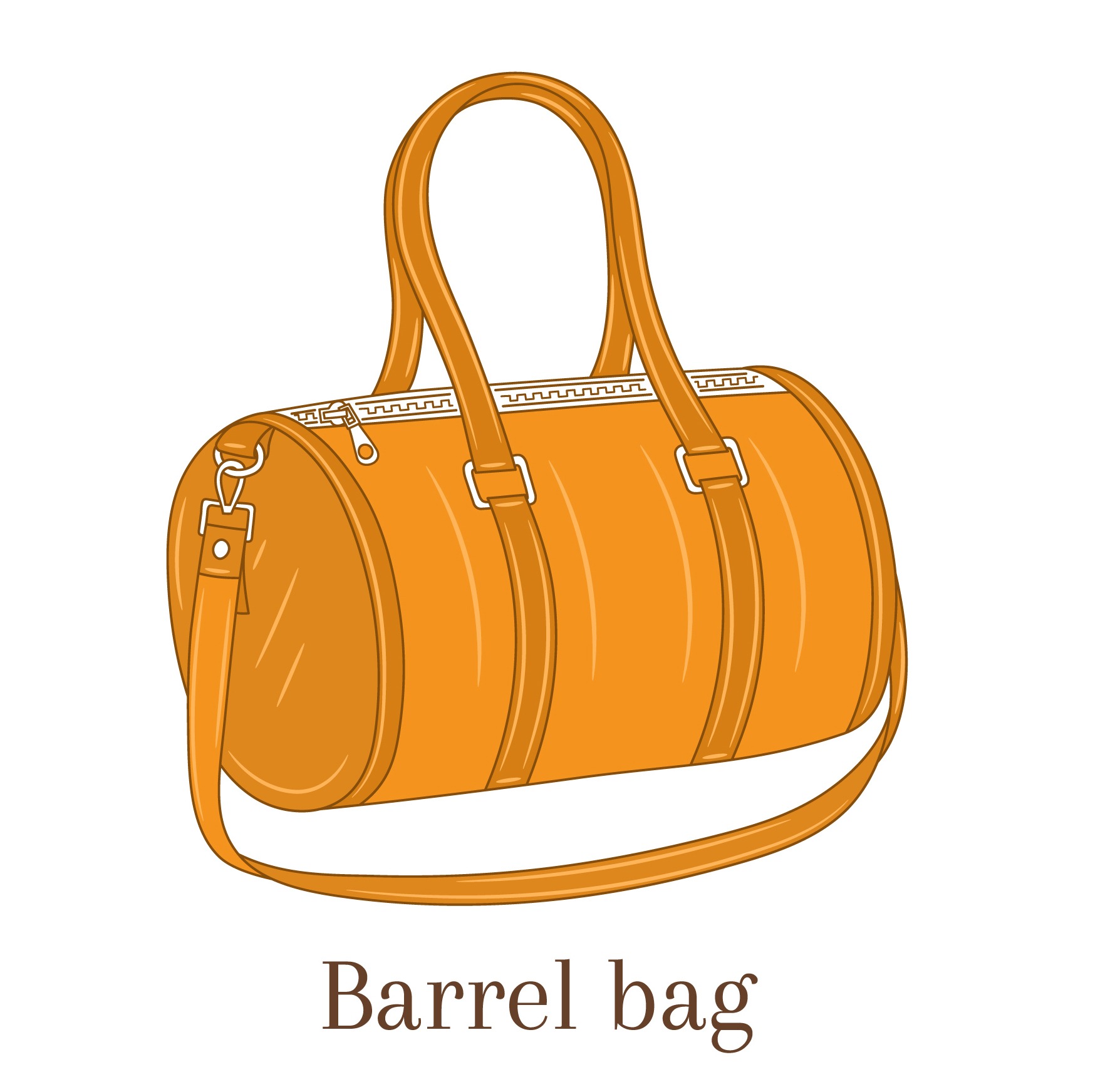 Bag series for fashionable girls, vector, barrel bag