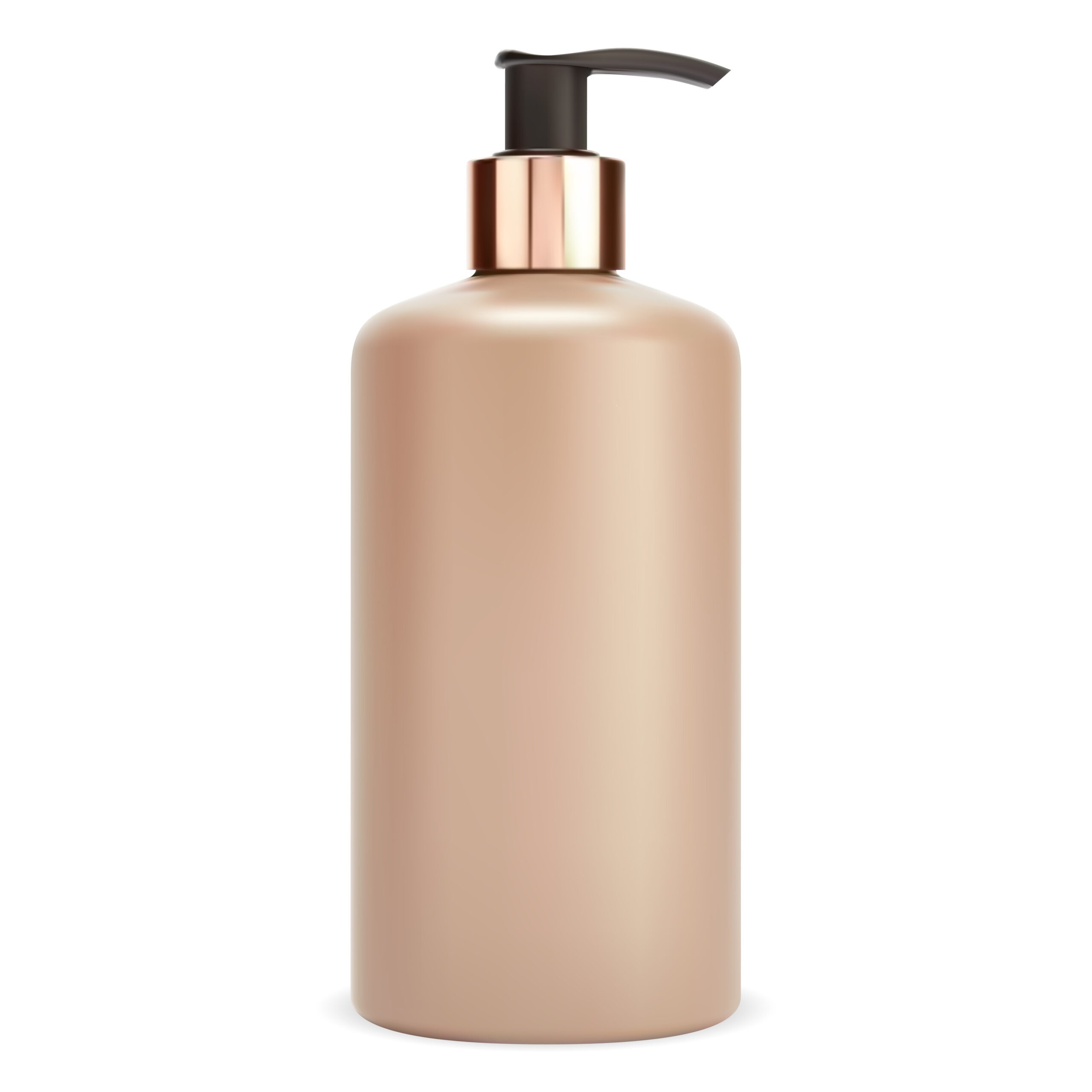 pump bottle in peach color against white background