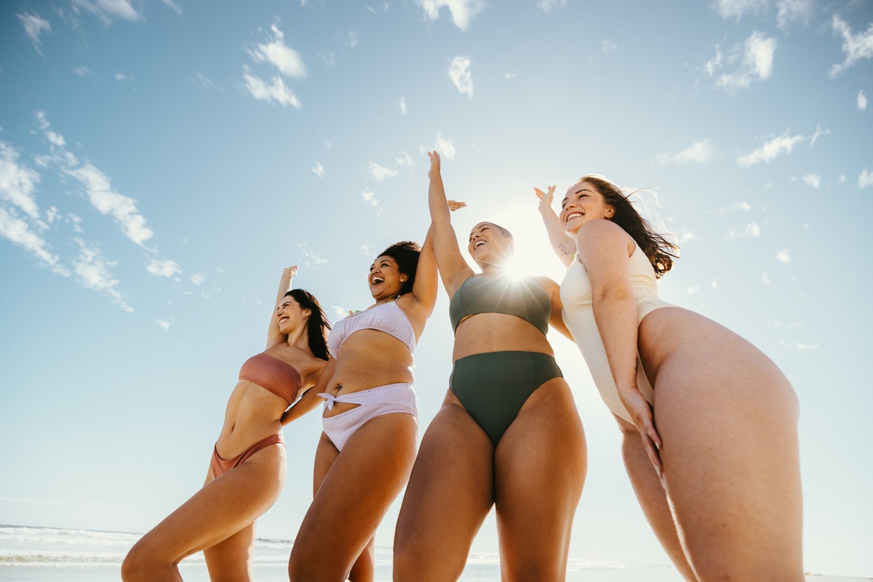 woman body shapes, group of happy female