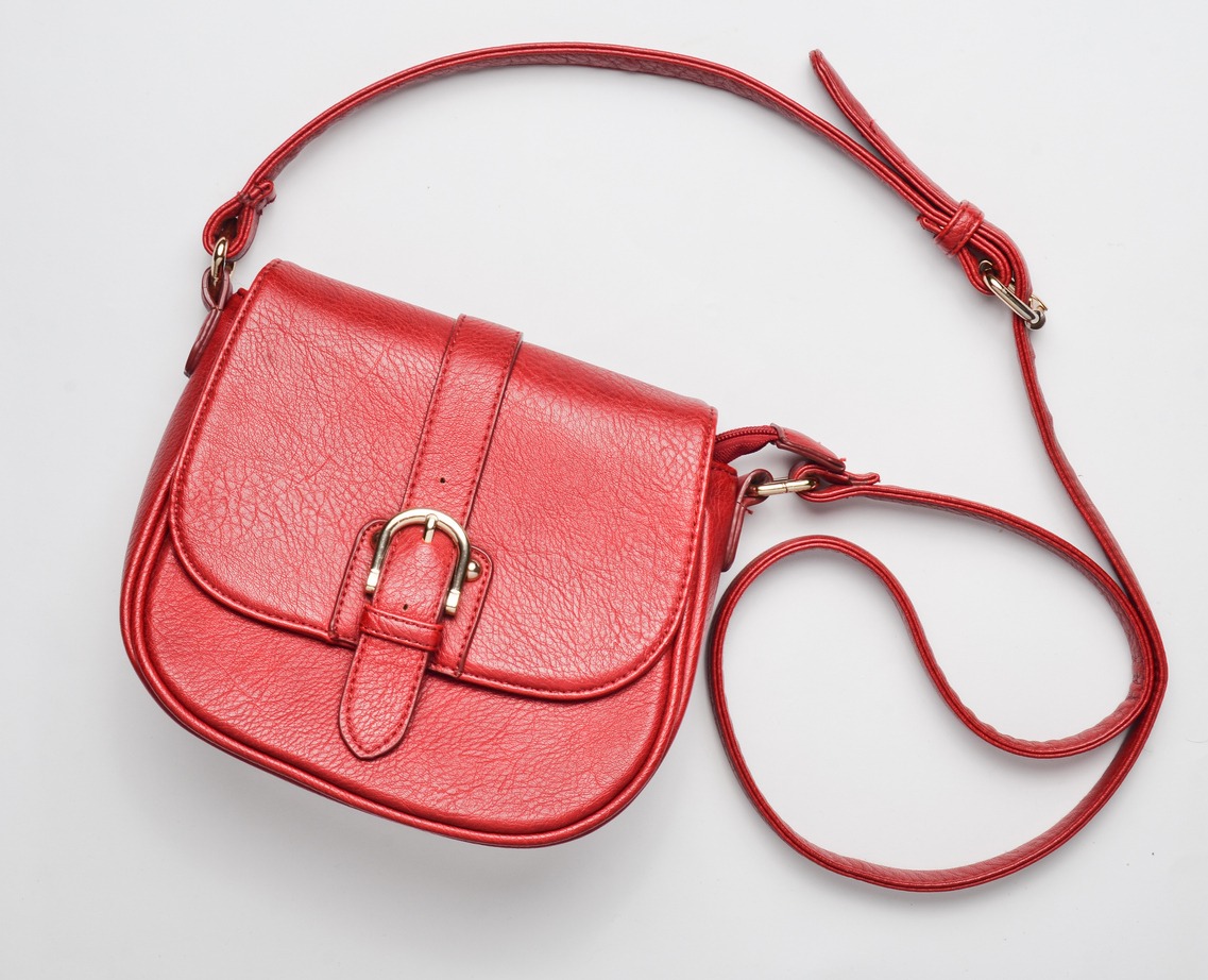 A red leather satchel bag