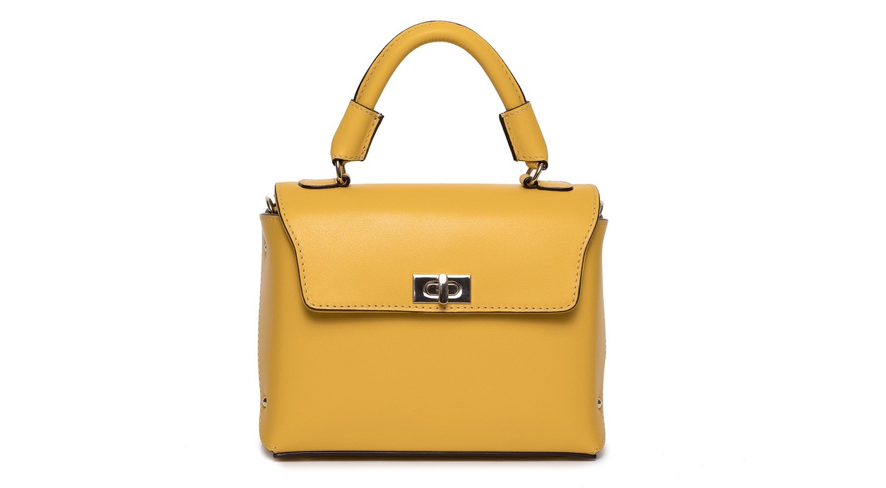 A yellow top-handle bag