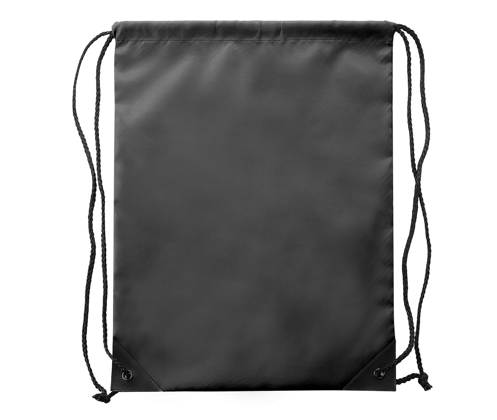 Black, drawstring polyester bag