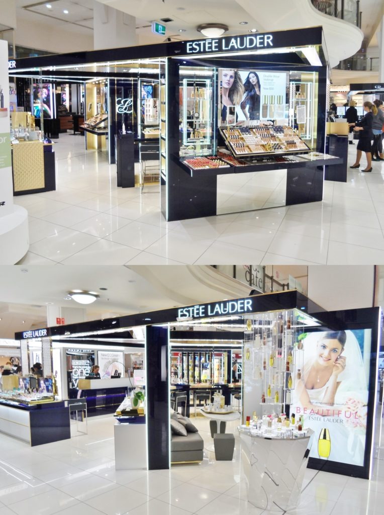 The large Estée Lauder cosmetics counter at MYER Sydney City