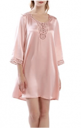 OSCAR ROSSA Women s Luxury Silk Sleepwear Hand Crafted ¾ Sleeves 100% Silk Nightgown Sleep Dress