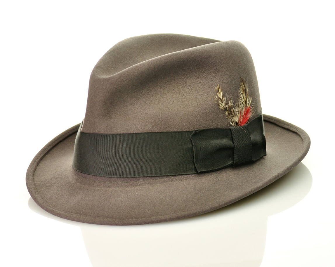 vintage gray fedora hat