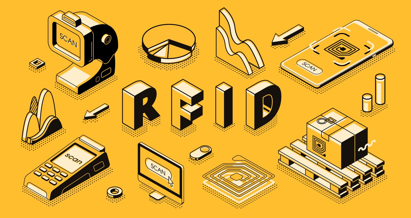 RFID technology isometric vector business concept