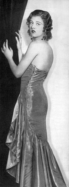 Actress Libby Holman in an early strapless dress (1930)