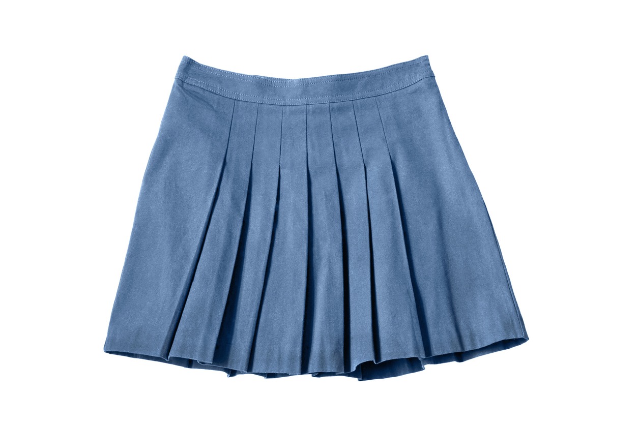 a knife pleated denim skirt