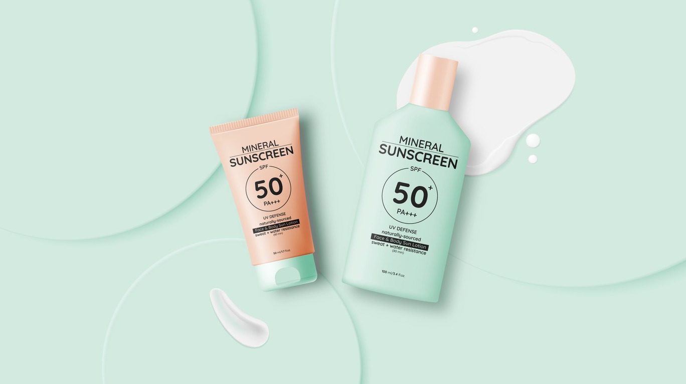 Protection cosmetic products design sunscreen and sunbath